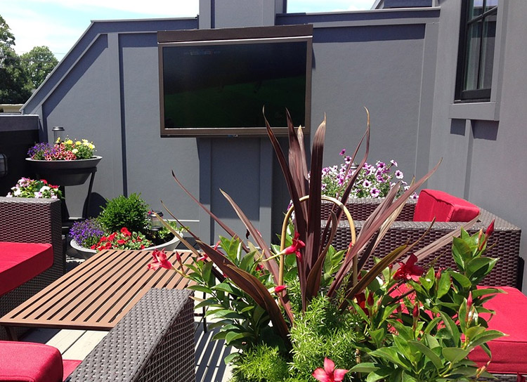 Outdoor tv on a balcony