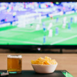 Watching football on a TV